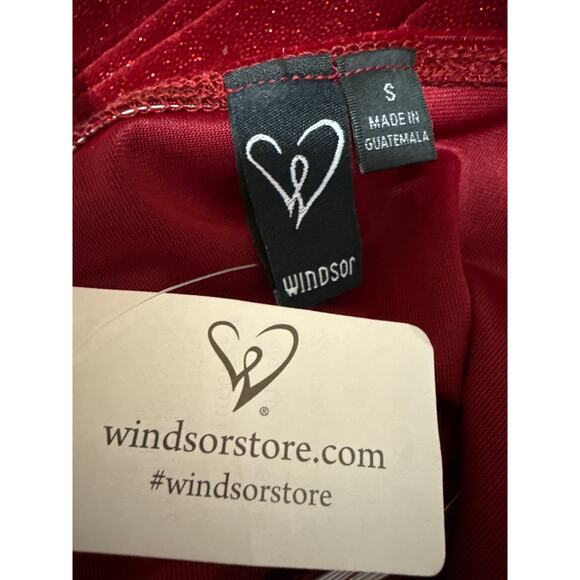 NEW Windsor Red Sleeveless Cowl Neck Glitter Cami Slit Tank Slip Midi Dress S - Picture 5 of 6